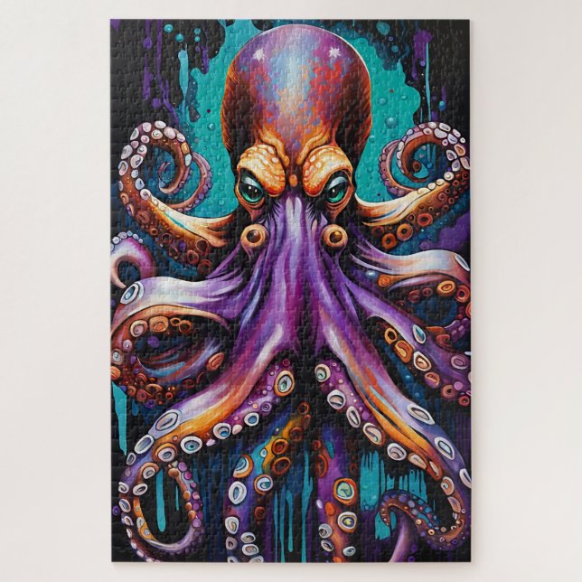 Psychedelic Octopus Puzzle – Surreal Dripping Ink  (Vertical)