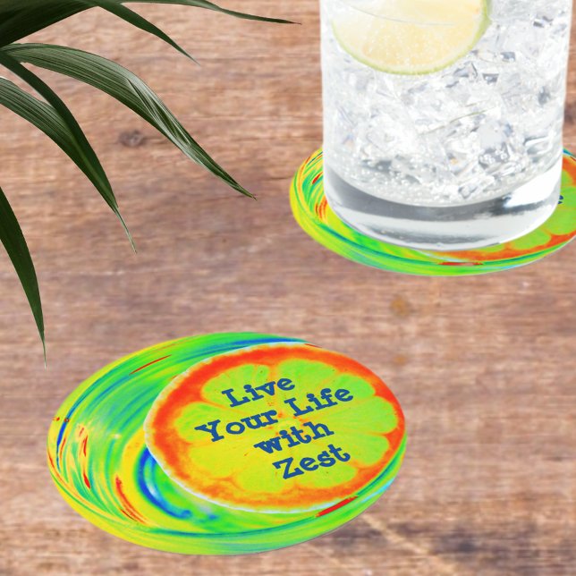 Psychedelic Orange Slice Round Paper Coaster (Creator Uploaded)