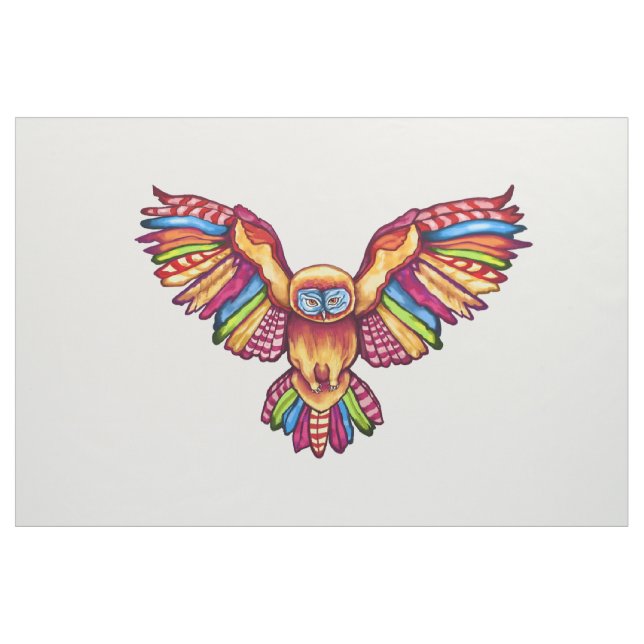 Psychedelic Owl in Flight Fabric (Yard)