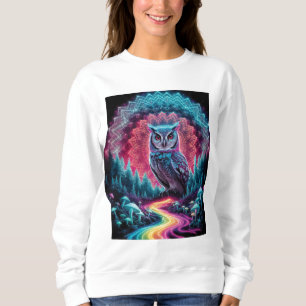 Psychedelic Owl Mandala - Trippy Forest Art Sweatshirt