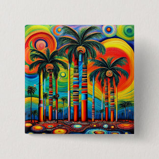 Psychedelic Palms 5 15 Cm Square Badge