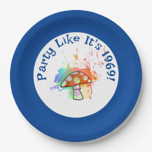 Psychedelic Party Like It's 1969 Amanita Mushroom Paper Plate