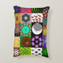 Psychedelic Patchwork Pillow – Colorful Abstract