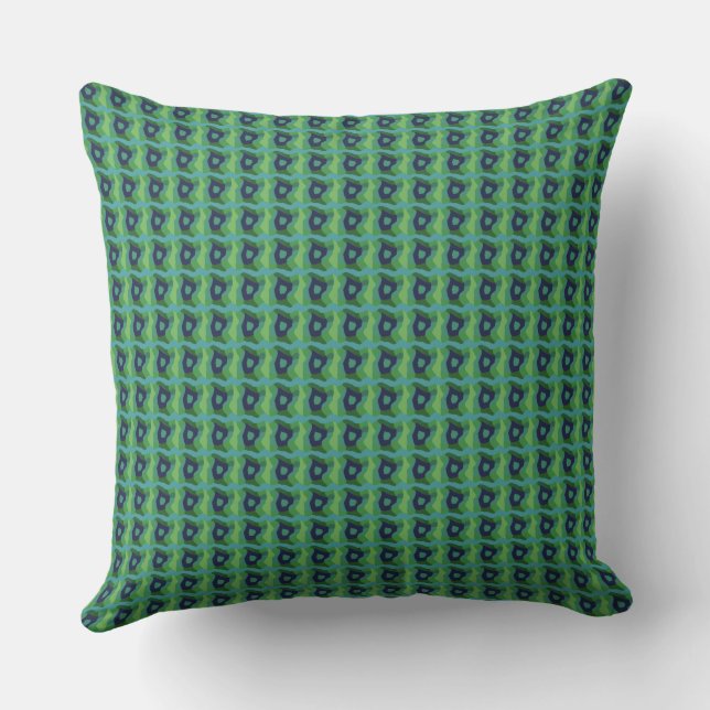 Psychedelic Patchwork Teal Green Navy 3 Cushion (Back)