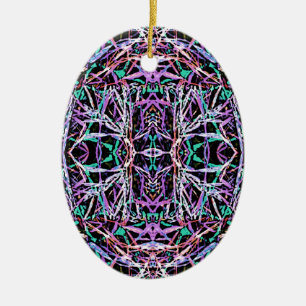 Psychedelic Pattern in Pink Ceramic Tree Decoration