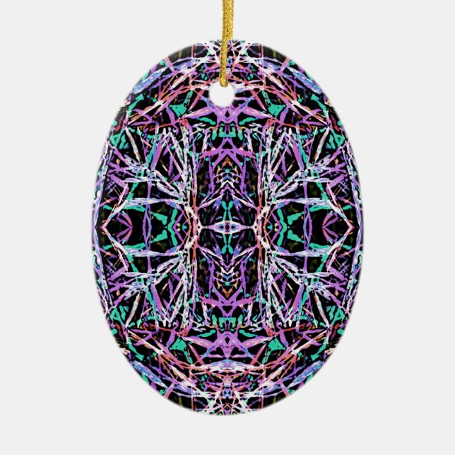 Psychedelic Pattern in Pink Ceramic Tree Decoration (Front)
