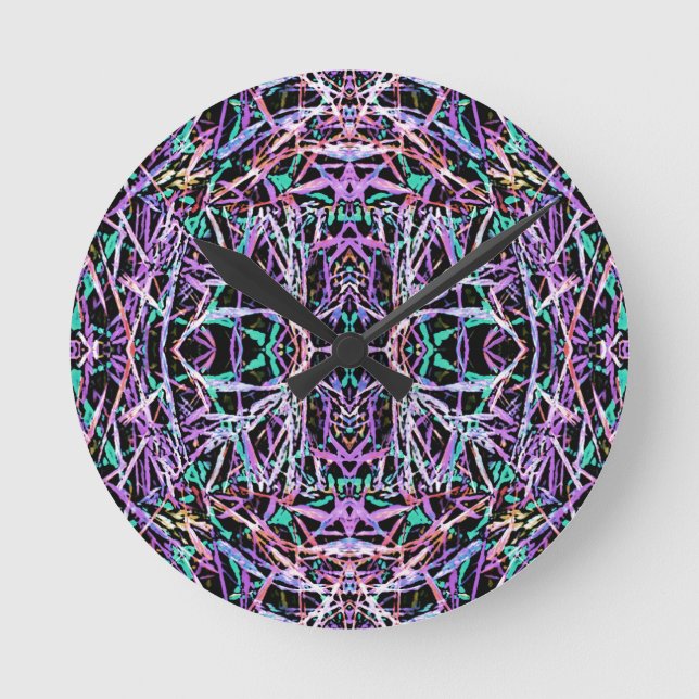 Psychedelic Pattern in Pink Round Clock (Front)
