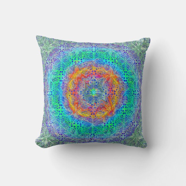 Psychedelic Pattern Throw Pillow (Front)