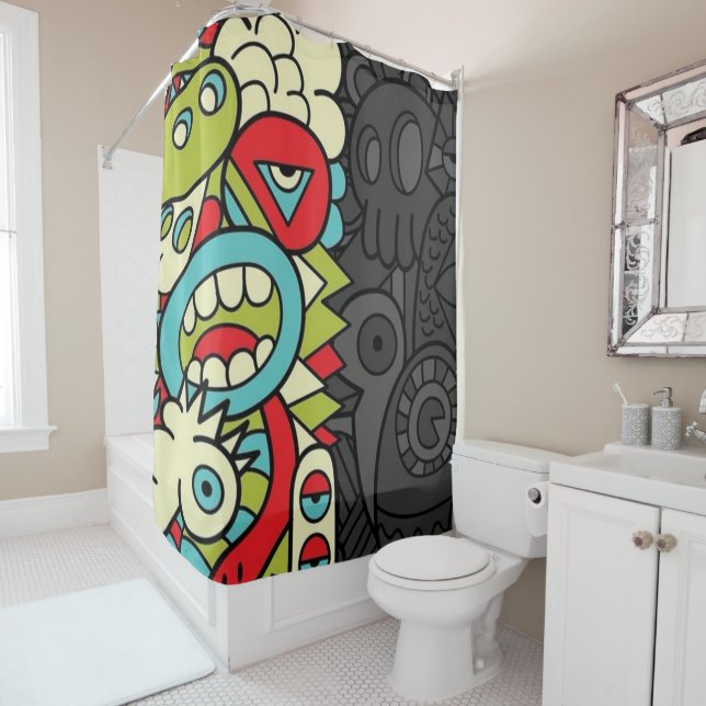 Psychedelic Patterns Shower Curtain (In Situ)