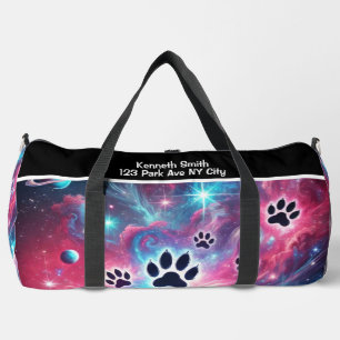 Psychedelic Paw Print Pet Adventure Monogram Duffle Bag