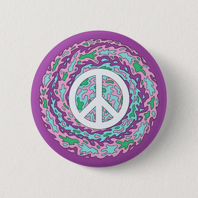 Psychedelic Peace 6 Cm Round Badge (Front)