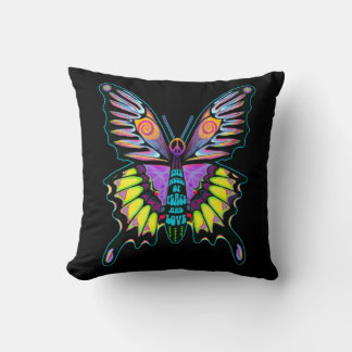 Psychedelic Peace Butterfly Artwork Cushion