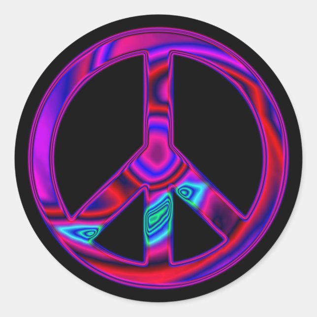 Psychedelic Peace Classic Round Sticker (Front)