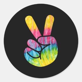 Psychedelic Peace Fingers Hand Sign Classic Round Sticker