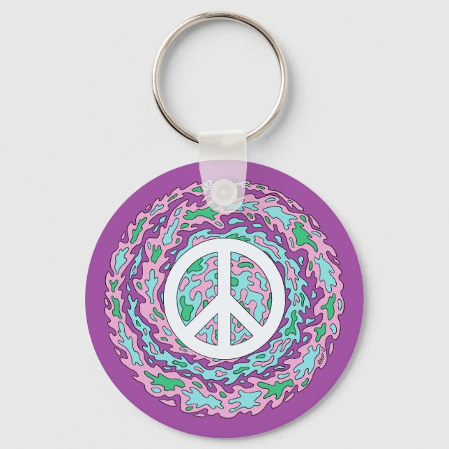 Psychedelic Peace Key Ring (Front)