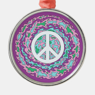 Psychedelic Peace Metal Tree Decoration