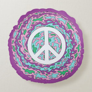 Psychedelic Peace Round Cushion