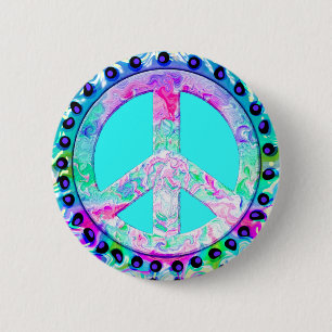 Psychedelic Peace Sign Abstract 6 Cm Round Badge