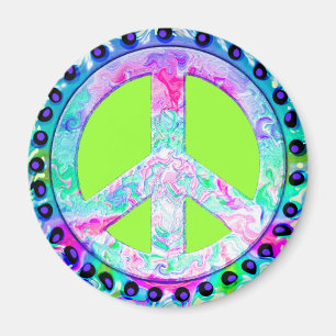 Psychedelic Peace Sign Abstract Magnet