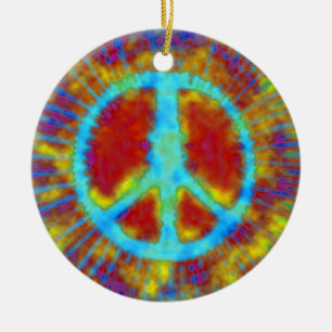Psychedelic Peace Sign Christmas Ceramic Tree Decoration