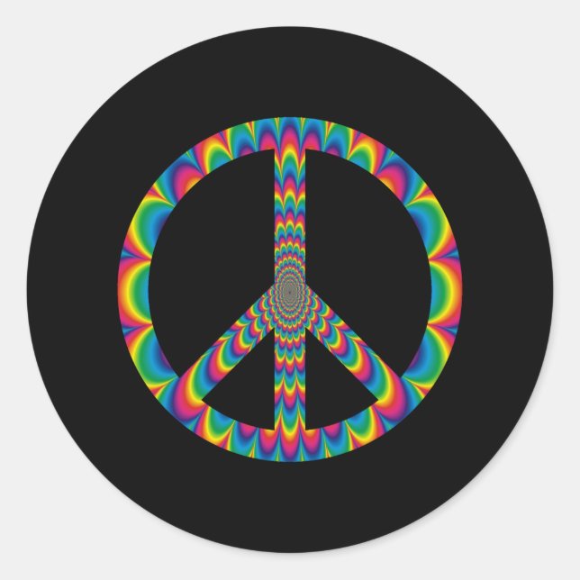 Psychedelic Peace Sign Classic Round Sticker (Front)
