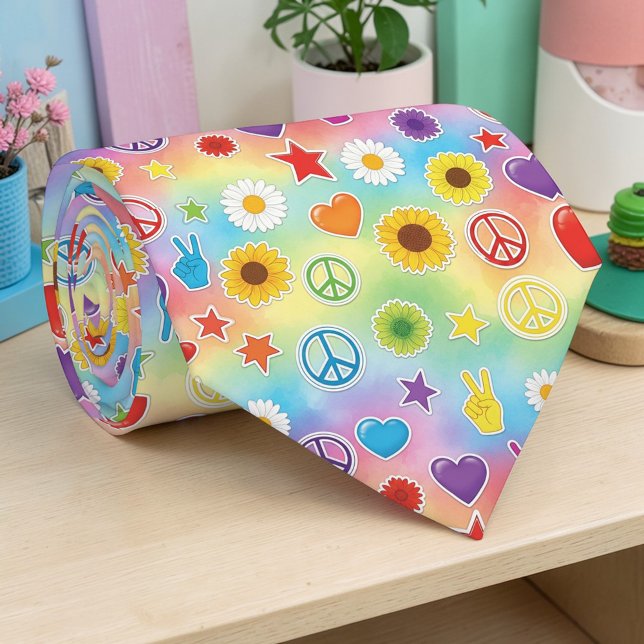 Psychedelic Peace Sign Custom Necktie Tie (Creator Uploaded)