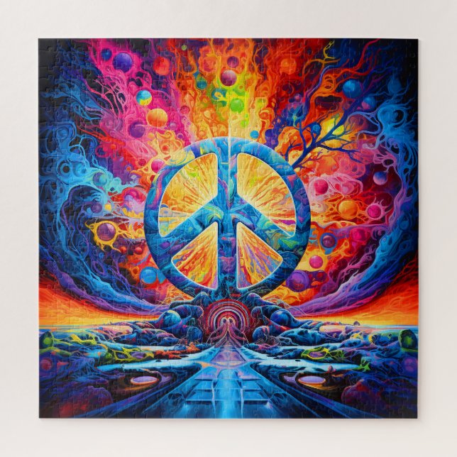 Psychedelic Peace Sign Jigsaw Puzzle (Vertical)