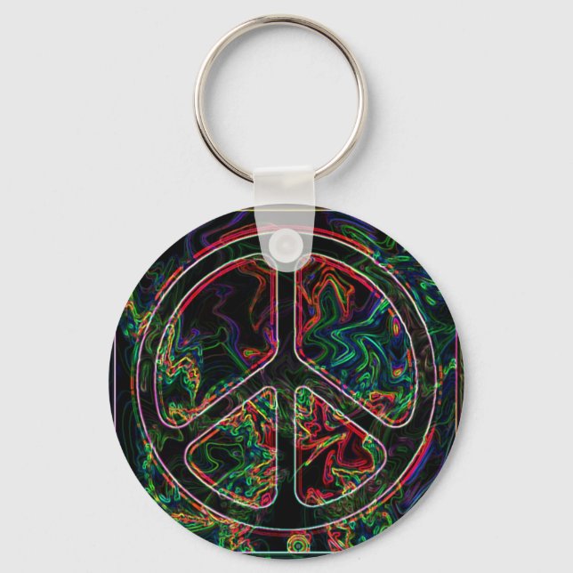 psychedelic peace sign key ring (Front)