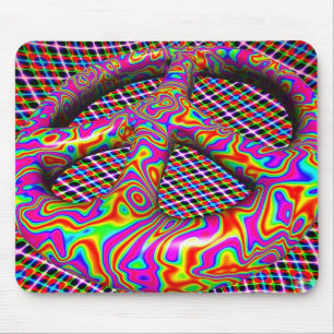 Psychedelic Peace Sign Mouse Pad