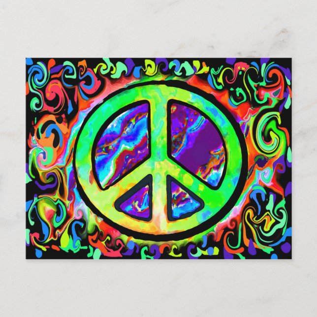 Psychedelic Peace Sign Postcard (Front)