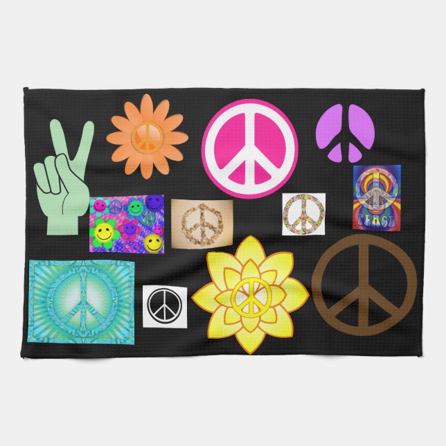 Psychedelic Peace Sign Tea Towel (Horizontal)