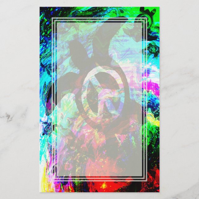 Psychedelic Peace Turtle Blank Stationery (Front)