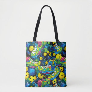 Psychedelic pickleballs tote bag