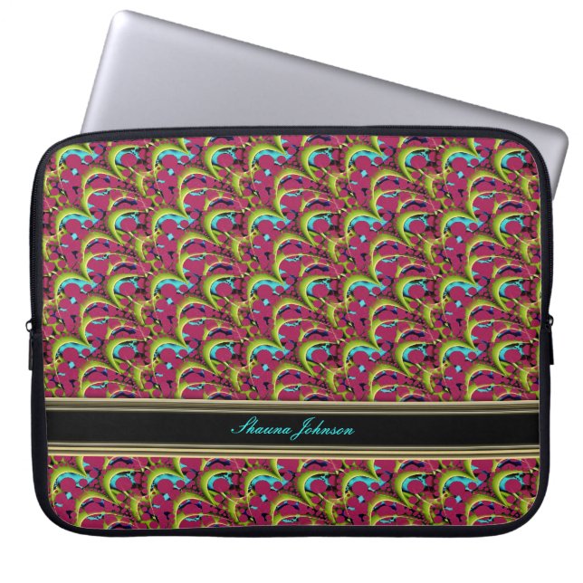 Psychedelic Pink Aqua Pattern Tablet/Notebook Laptop Sleeve (Front)