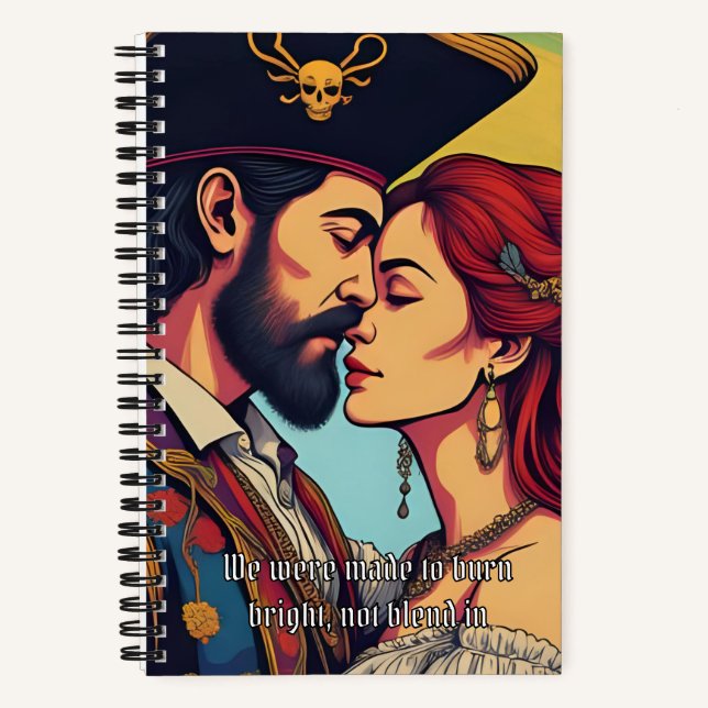 Psychedelic Pirate Couple  – Bold Romance Notebook (Front)