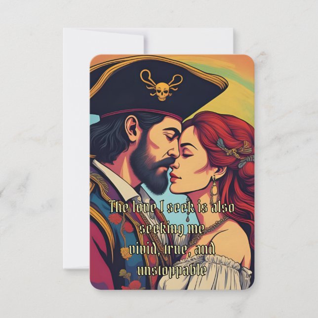 Psychedelic Pirate Finding Love Affirmation Card (Front)