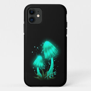 Psychedelic Pixie Cap Glowing Cyan Mushroom Case-Mate iPhone Case