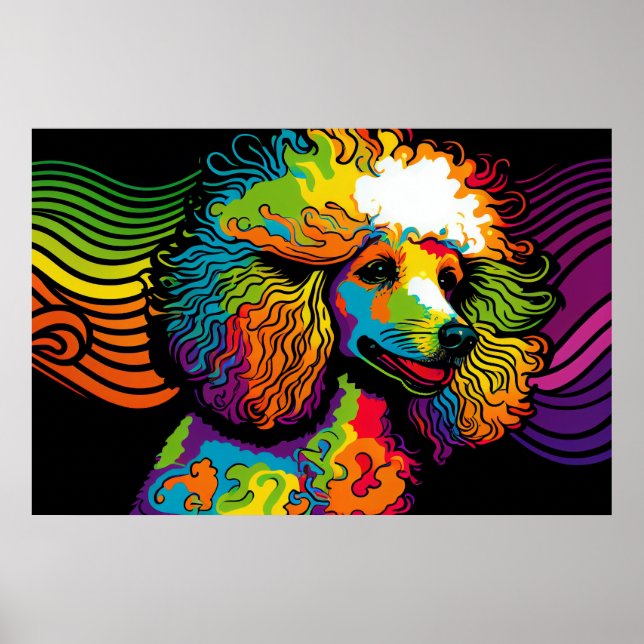 Psychedelic Poodle Dog Design Poster (Front)