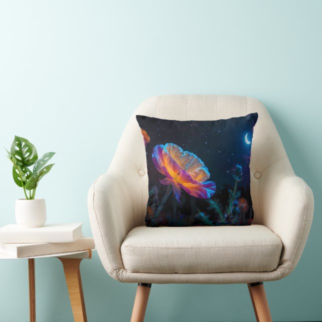 Psychedelic Poppy in Moonlight Cushion (Chair)