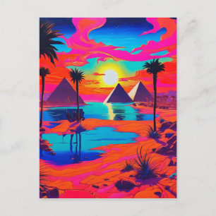Psychedelic Poster Art Egyptian Landscape  Postcard