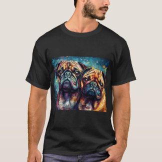 Psychedelic Pug Pals Digital Painting - Fauvist Co T-Shirt