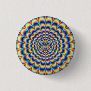 Psychedelic Pulse in Blue and Yellow Button