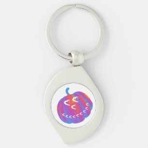 Psychedelic Pumpkin Heart Key Chain