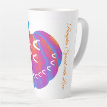 Psychedelic Pumpkin Hearts Latte Mug