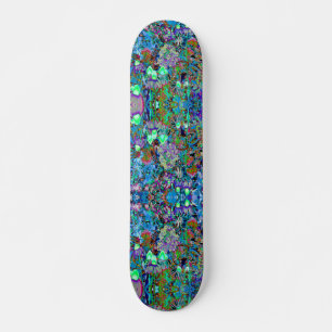 Psychedelic Purple and Lime Green Garden Flowers Skateboard