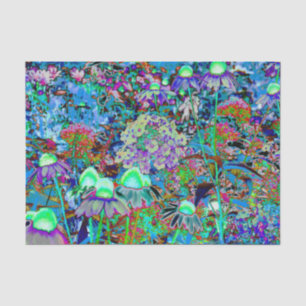 Psychedelic Purple and Lime Green Garden Flowers Tissue Paper
