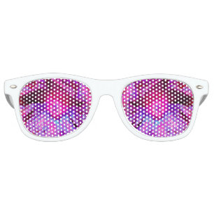 Psychedelic Purple and Magenta Hibiscus Flower Retro Sunglasses