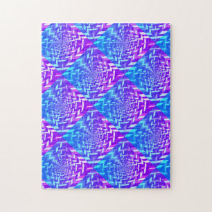 Psychedelic Purple Blue Square in Square Puzzle