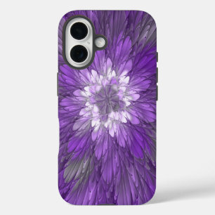 Psychedelic Purple Flower Abstract Fractal Art iPhone 16 Case