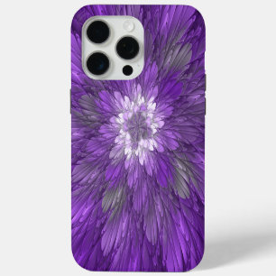 Psychedelic Purple Flower Abstract Fractal Art iPhone 15 Pro Max Case